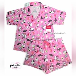 Peanuts Snoopy Pink Halloween Coffee Bat Mug Matching Pajama Set Shirt  Shorts